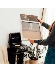 Moldura branca para pendurar disco de vinil Ø30 cm LP 45 rpm. Modelo Ópera 2