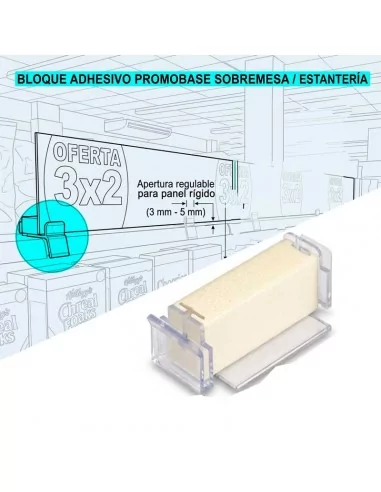 Bloque adhesivo Promobase sobremesa para paneles rígidos de 3 mm y 5 mm