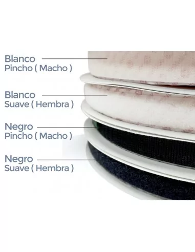 CINTA VELCRO 20mm x 25mtrs. ADHESIVO. MACHO. BLANCO