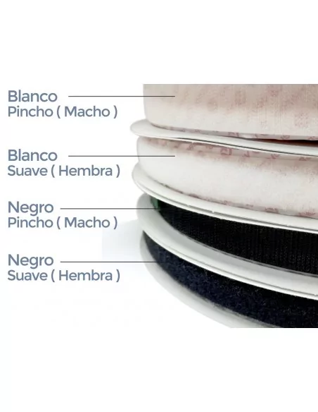 CINTA VELCRO 20mm x 25mtrs. ADHESIVO. MACHO. BLANCO