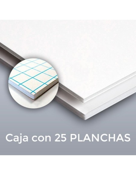 CARTÓN PLUMA SUPREM BLANCAS 5mm.  50 X 70 CON ADHESIVO (Plancha)