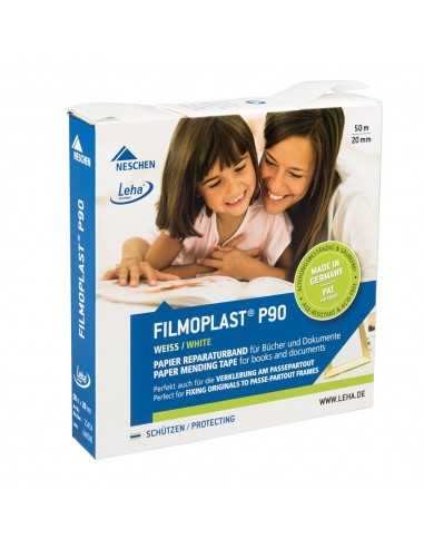 CINTA ADHESIVA OPACA BLANCA NESCHEN FILMOPLAST® P90 | PH NEUTRO (20mm x 50 mtr)