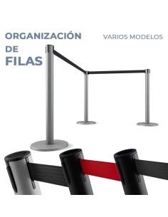 POSTES CON CINTA EXTRAIBLE PARA CONTROL FILAS. CATENARIAS (Pack 2 postes)