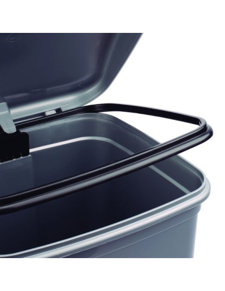 Poubelle avec couvercle et pédale, bac à déchets gris 30 litres