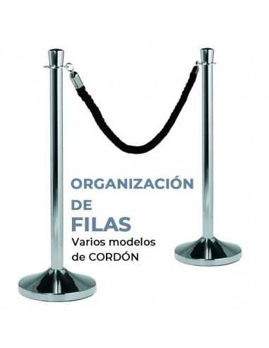 POSTES CON CORDON CONTROL FILAS. Cromado plata (Pack 2 postes)