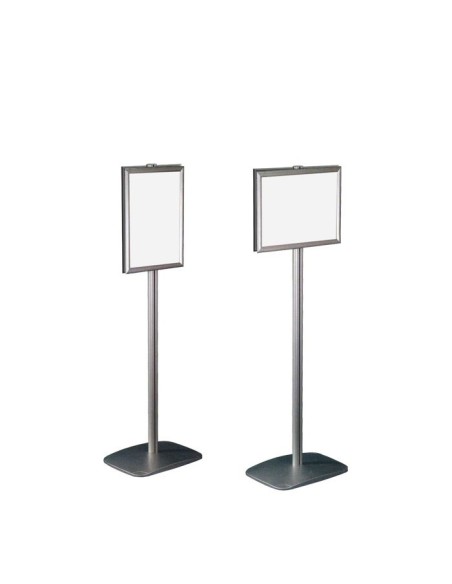 EXPOSITOR DOBLE CARA PARA CARTELES | MARCO CON PIE | ORIENTABLE VERTICAL U HORIZONTAL