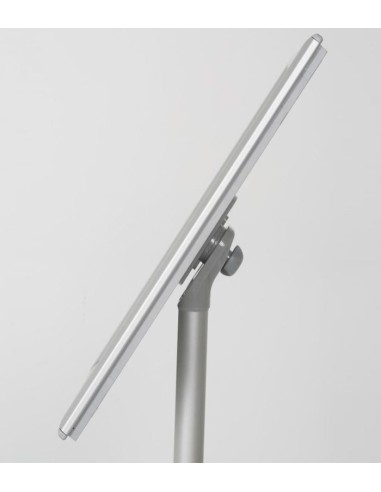PORTE-MENU INCLINÉ EN ARGENT.A4 ET A3.AVEC PIED ET BASE.MODÈLE ALICE.CADRE 25mm