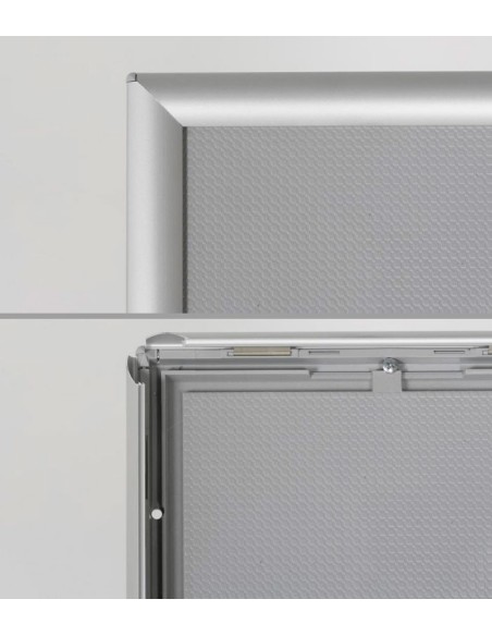 PORTE-MENU INCLINÉ EN ARGENT.A4 ET A3.AVEC PIED ET BASE.MODÈLE ALICE.CADRE 25mm