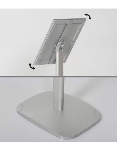 PORTE-MENU INCLINÉ EN ARGENT.A4 ET A3.AVEC PIED ET BASE.MODÈLE ALICE.CADRE 25mm