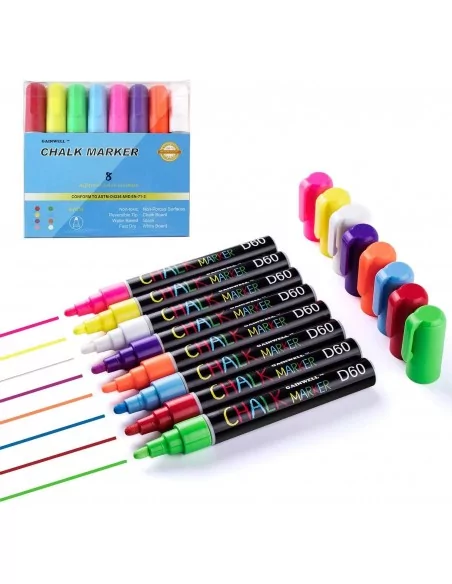 Feutres craie liquide pointe 6 mm lot de 8 couleurs