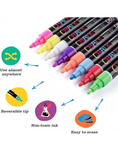 Feutres craie liquide pointe 6 mm lot de 8 couleurs