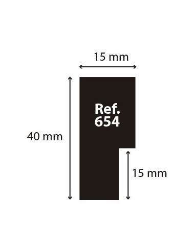 Baquetón de madera 15x39mm | Moldura negra