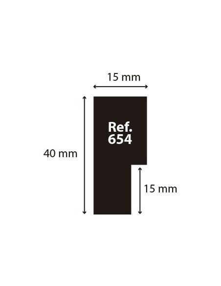Baquetón de madera 15x39mm | Moldura negra