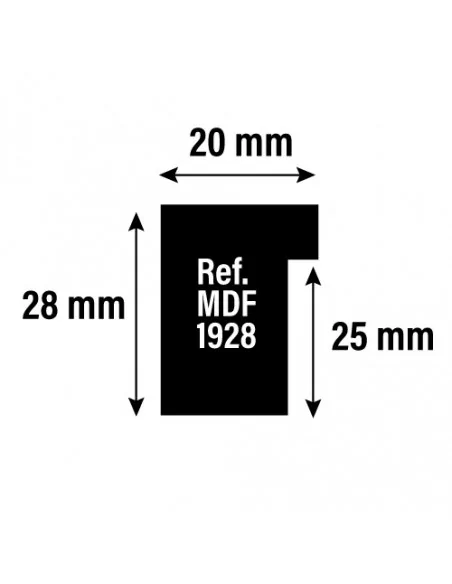 MOLDURA en DM - 19x28mm. NEGRO MATE MOLDURA en DM - 19x28mm. NEGRO MATE