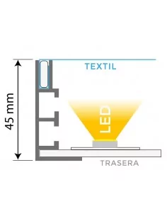 MOLDURA DE ALUMINIO PARA FABRICAR CAJAS DE LUZ A UNA CARA | PERFIL Nº39 | 45 mm PROFUNDIDAD 2