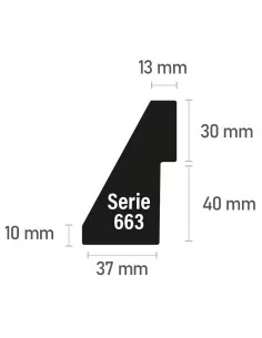 MOLDURA SEMI PIRAMIDE GALERIA. 45x70mm.NEGRO MATE 2