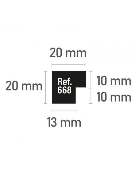 MOLDURA TACO LISO DIENTE ALTO. 20x20mm. BLANCO CENIZA