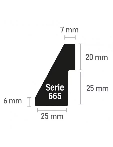 MOLDURA SEMI PIRAMIDE GALERIA. 31x47mm.NEGRO MATE