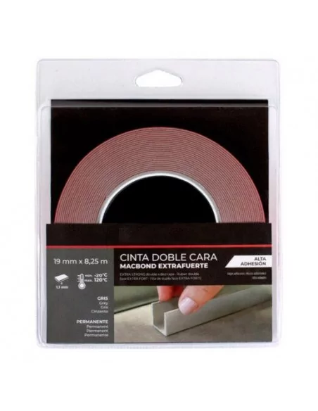 CINTA DOBLE CARA MACBOND de alta adhesión. Color GRIS CINTA DOBLE CARA MACBOND de alta adhesión. Color GRIS