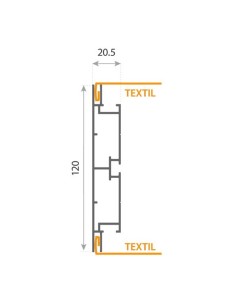 Moldura de aluminio para cajas de luz a doble cara. 120 mm. Perfil 47 2