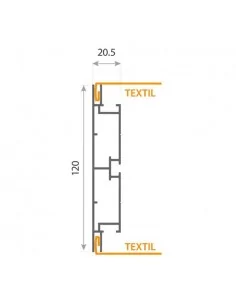Moldura de aluminio para cajas de luz a doble cara. 120 mm. Perfil 47 2