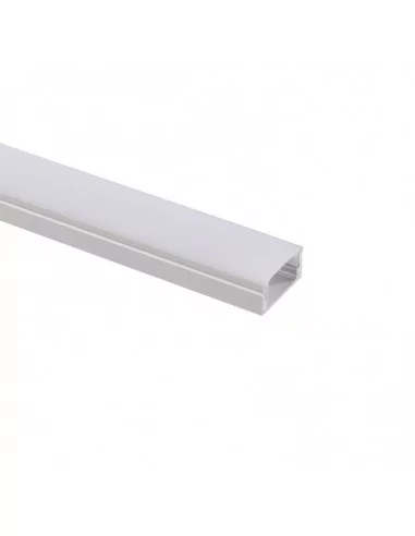 PERFIL ALUMINIO MONTAJE EN SUPERFICIE CON TAPA DIFUSORA PARA TIRAS LED HASTA 12mm ANCHO