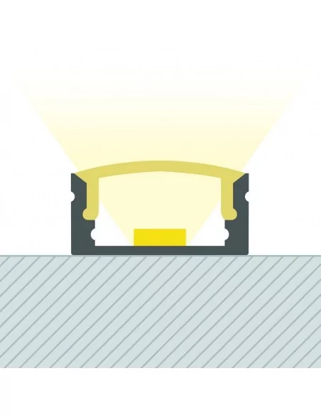 PERFIL ALUMINIO MONTAJE EN SUPERFICIE CON TAPA DIFUSORA PARA TIRAS LED HASTA 12mm ANCHO