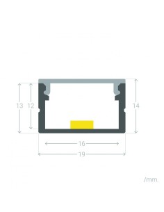 PERFIL TIRA LED. MONTAJE EN SUPERFICIE. Altura interior DIFUSOR 12mm. 2