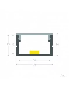 PERFIL TIRA LED. MONTAJE EN SUPERFICIE. Altura interior DIFUSOR 12mm. 2
