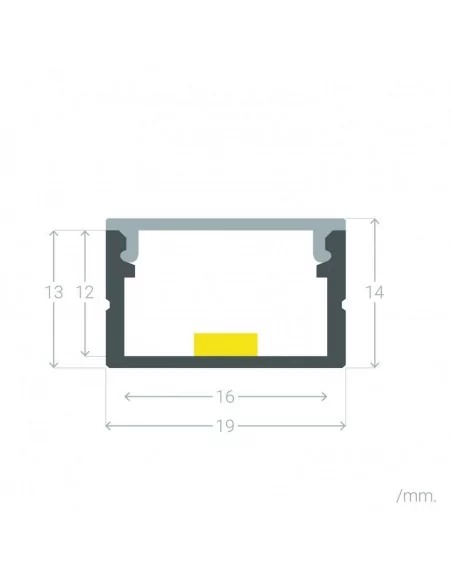 PERFIL TIRA LED. MONTAJE EN SUPERFICIE. Altura interior DIFUSOR 12mm. PERFIL TIRA LED. MONTAJE EN SUPERFICIE. Altura interior DIFUSOR 12mm.