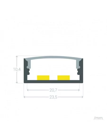 PERFIL TIRA LED. MONTAJE EN SUPERFICIE. Altura interior DIFUSOR 20mm. PERFIL TIRA LED. MONTAJE EN SUPERFICIE. Altura interior DIFUSOR 20mm.
