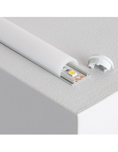 PERFIL TIRA LED. MONTAJE EN SUPERFICIE. Flexible. Con difusor curvado. Anchura led máx. 10mm. (ALED-S210)