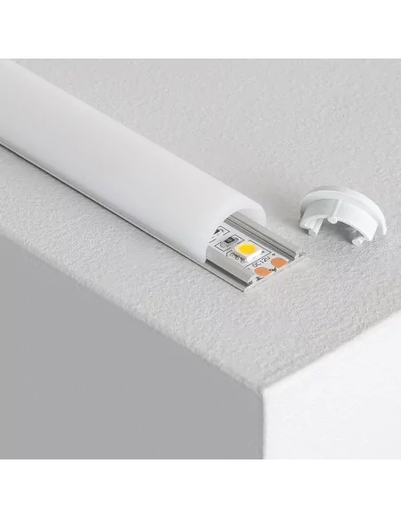PERFIL TIRA LED. MONTAJE EN SUPERFICIE. Flexible. Con difusor curvado. Anchura led máx. 10mm. (ALED-S210)