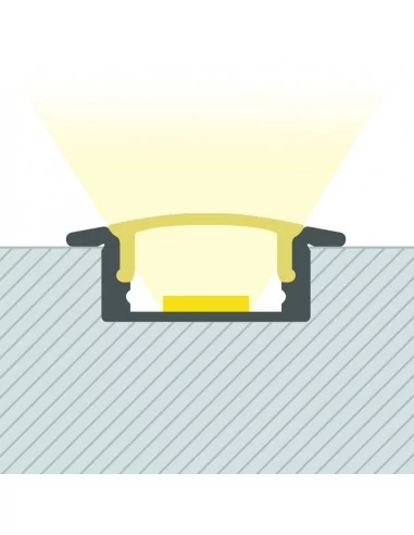 Perfil de alumínio embutido | Para fita LED até 10 mm | Tampa contínua Perfil de alumínio embutido | Para fita LED até 10 mm | Tampa contínua