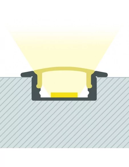 Perfil de alumínio embutido | Para fita LED até 10 mm | Tampa contínua Perfil de alumínio embutido | Para fita LED até 10 mm | Tampa contínua