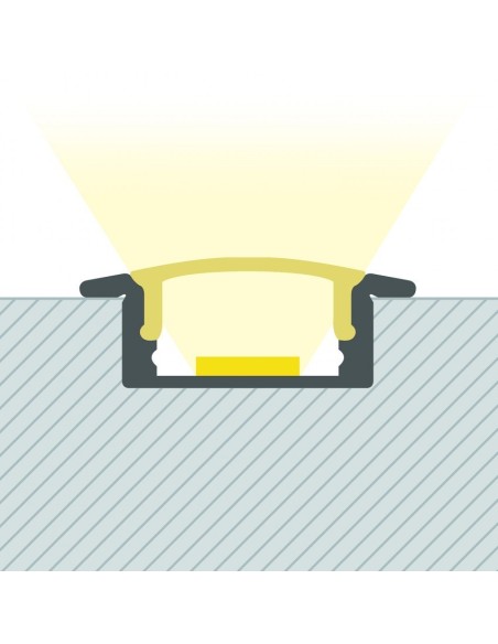 Perfil de aluminio para empotrar | Instalación de tira LED hasta 10 mm | Tapa continua