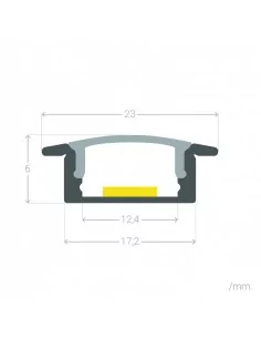 Profilé en aluminium encastrable - Installation bande LED jusqu’à 10 mm - Couvercle continu 2