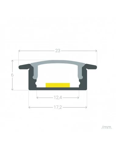 Perfil de alumínio embutido | Para fita LED até 10 mm | Tampa contínua Perfil de alumínio embutido | Para fita LED até 10 mm | Tampa contínua