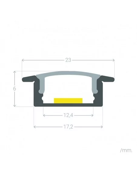 Perfil de alumínio embutido | Para fita LED até 10 mm | Tampa contínua Perfil de alumínio embutido | Para fita LED até 10 mm | Tampa contínua