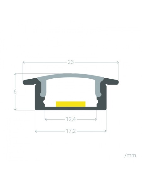 Perfil de aluminio para empotrar | Instalación de tira LED hasta 10 mm | Tapa continua