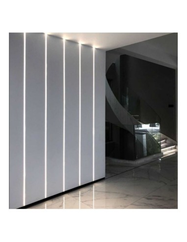 PERFIL DOBLE TIRA LED. PARA EMPOTRAR.  Integración en Escayola / Pladur. Tiras hasta 20mm. (ALED-E420)