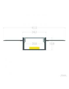 PERFIL DOBLE TIRA LED. PARA EMPOTRAR.  Integración en Escayola / Pladur. Tiras hasta 20mm. (ALED-E420) 2
