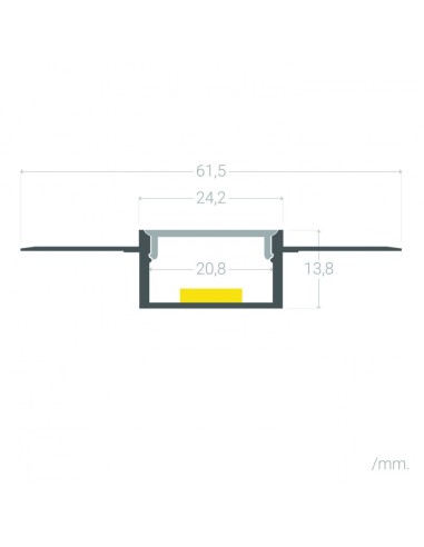 PERFIL DOBLE TIRA LED. PARA EMPOTRAR.  Integración en Escayola / Pladur. Tiras hasta 20mm. (ALED-E420)