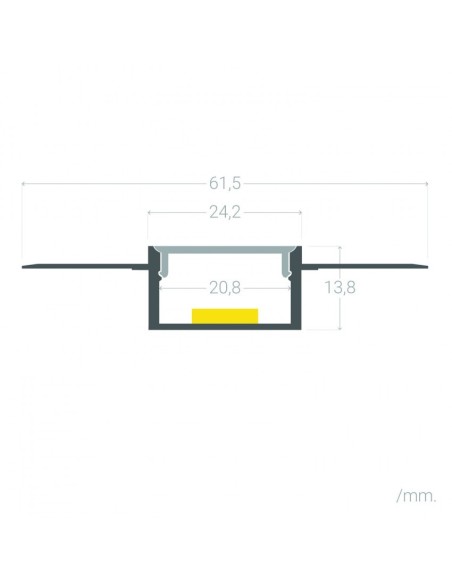 PERFIL DOBLE TIRA LED. PARA EMPOTRAR.  Integración en Escayola / Pladur. Tiras hasta 20mm. (ALED-E420)