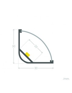 PERFIL  TIRA LED. PARA ESQUINA. Tapa CIRCULAR. Tiras hasta 20mm. (ALED-X320) 2