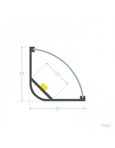 PERFIL TIRA LED. PARA ESQUINA. Tapa CIRCULAR. Tiras hasta 20mm. (ALED-X320) PERFIL TIRA LED. PARA ESQUINA. Tapa CIRCULAR. Tiras hasta 20mm. (ALED-X320)