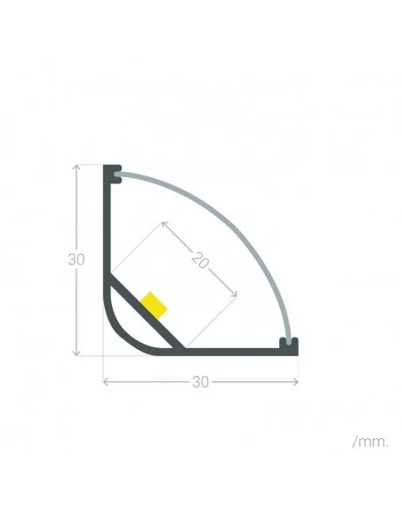PERFIL TIRA LED. PARA ESQUINA. Tapa CIRCULAR. Tiras hasta 20mm. (ALED-X320) PERFIL TIRA LED. PARA ESQUINA. Tapa CIRCULAR. Tiras hasta 20mm. (ALED-X320)
