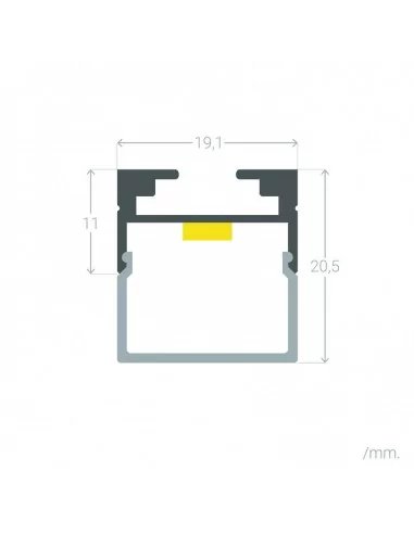 PERFIL TIRA LED. PARA COLGAR. Anchura led máx. 18mm. 1 metro largo (ALED-C118)