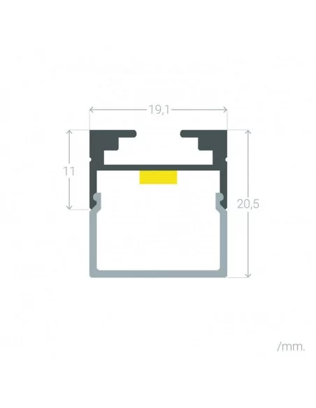 PERFIL TIRA LED. PARA COLGAR. Anchura led máx. 18mm. 1 metro largo (ALED-C118)