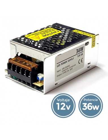 Fuente de alimentación para tiras LED - 12v / 36W. IP20 interior